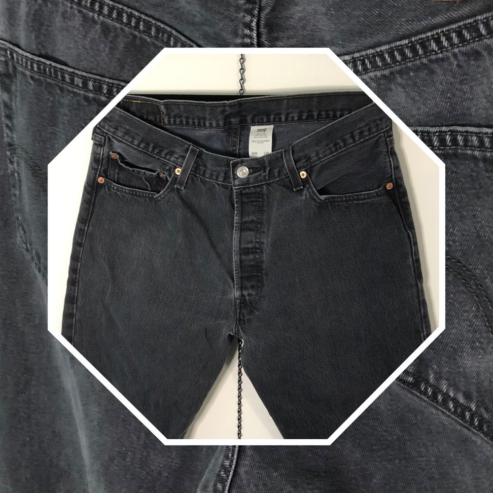 ***SOLD*** Black Levis 501 Dark High Waisted Jeans - Picture 1 of 7